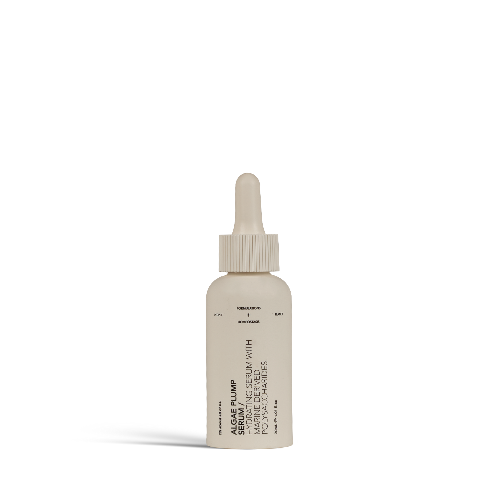 Dulcie Algae Plump Serum 30 mL bottle with dropper, labeled Hydrating serum with marine-derived polysaccharides