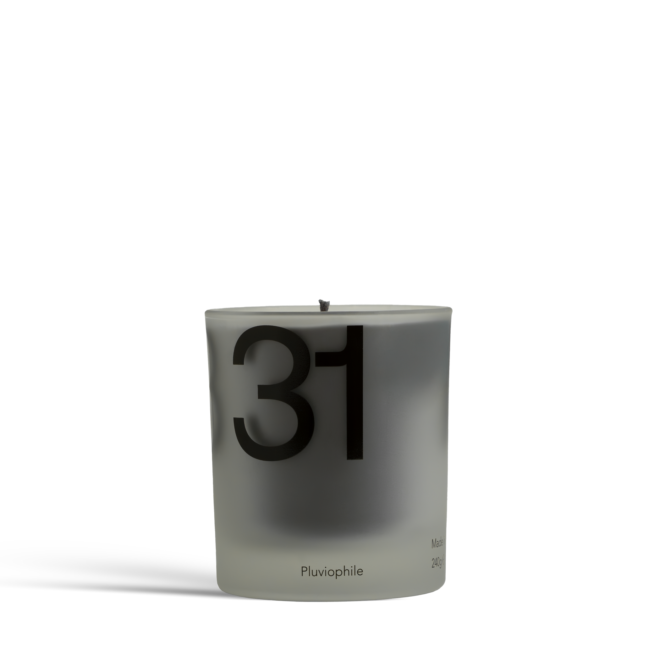 rain scented candle, black soy wax in glass vessel