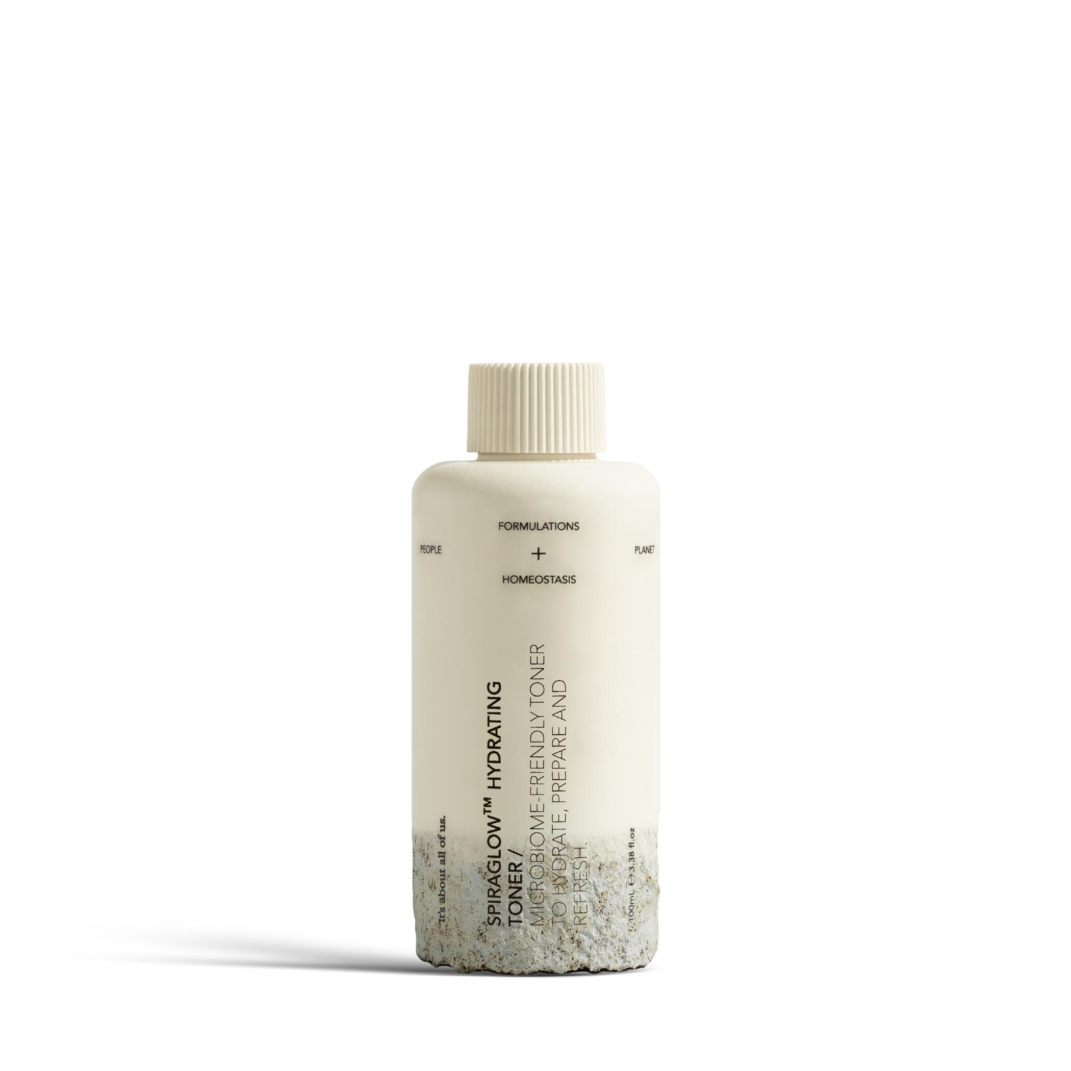 Dulcie Spiraglow Hydrating Toner 100mL bottle shown in a decomposed state to illustrate material breakdown
